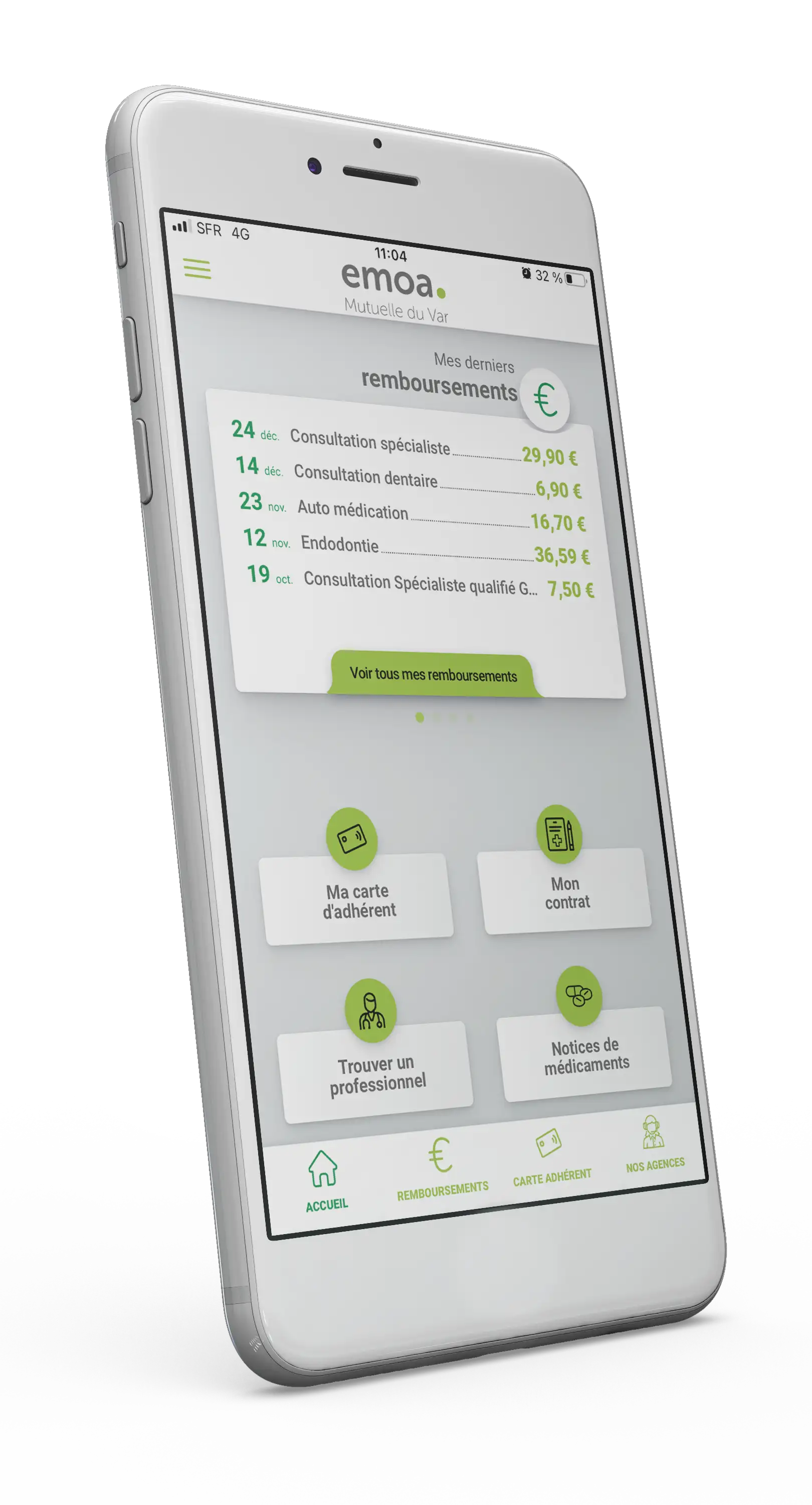 Application mobile EMOA Mutuelle
